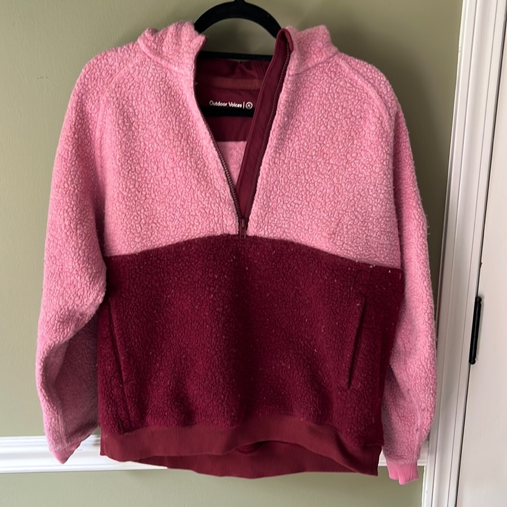 Outdoor Voices Wool Megafleece 1/2 zip hoodie